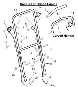 Handle Assembly Diagram and Parts List for 21674X62A 1996 Briggs and Stratton Lawn Mower